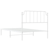 Metal Bed Frame without Mattress with Headboard White 107x203 cm King Single