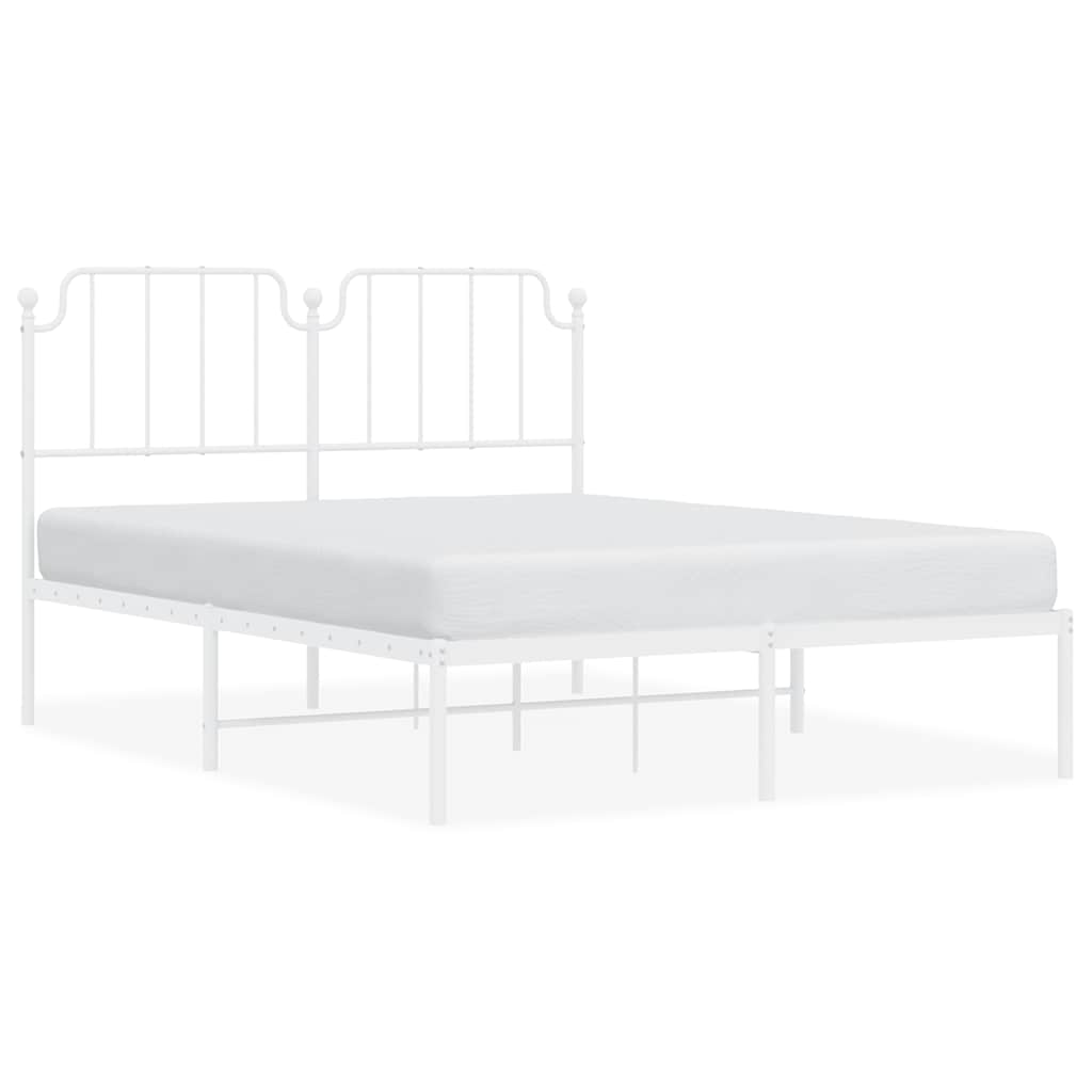 Metal Bed Frame without Mattress with Headboard White 135x190 cm