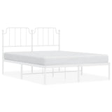 Metal Bed Frame without Mattress with Headboard White 135x190 cm