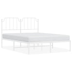 Metal Bed Frame without Mattress with Headboard White 135x190 cm