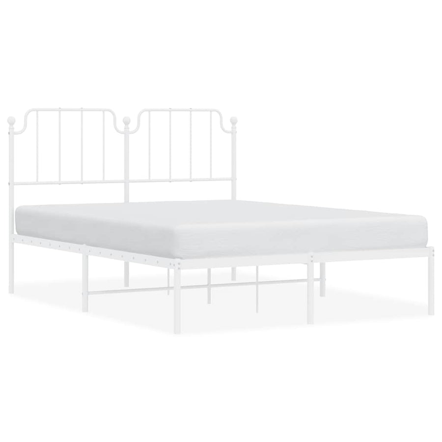 Metal Bed Frame without Mattress with Headboard White 135x190 cm