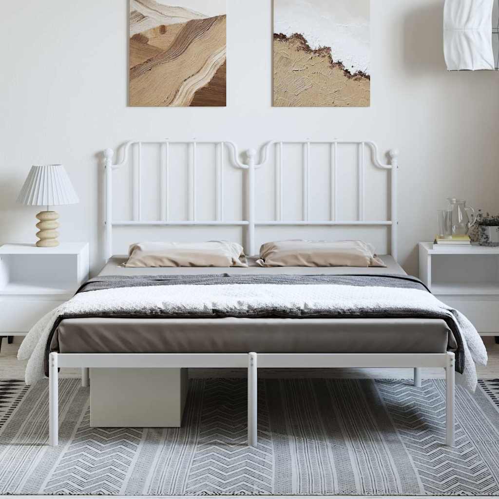 Metal Bed Frame without Mattress with Headboard White 135x190 cm