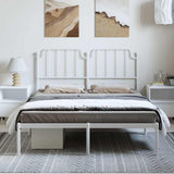 Metal Bed Frame without Mattress with Headboard White 135x190 cm
