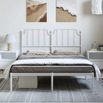 Metal Bed Frame without Mattress with Headboard White 135x190 cm
