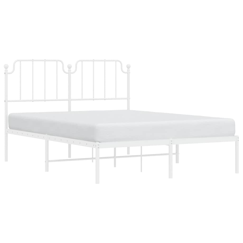 Metal Bed Frame without Mattress with Headboard White 135x190 cm