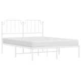 Metal Bed Frame without Mattress with Headboard White 135x190 cm