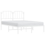 Metal Bed Frame without Mattress with Headboard White 135x190 cm