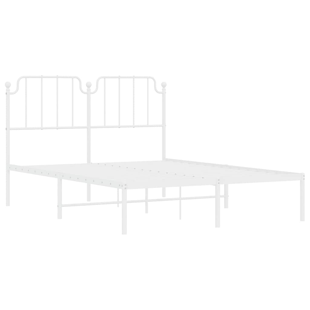 Metal Bed Frame without Mattress with Headboard White 135x190 cm
