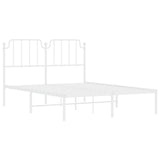 Metal Bed Frame without Mattress with Headboard White 135x190 cm