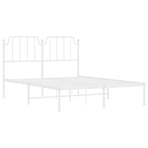Metal Bed Frame without Mattress with Headboard White 135x190 cm