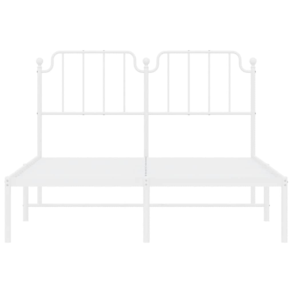 Metal Bed Frame without Mattress with Headboard White 135x190 cm