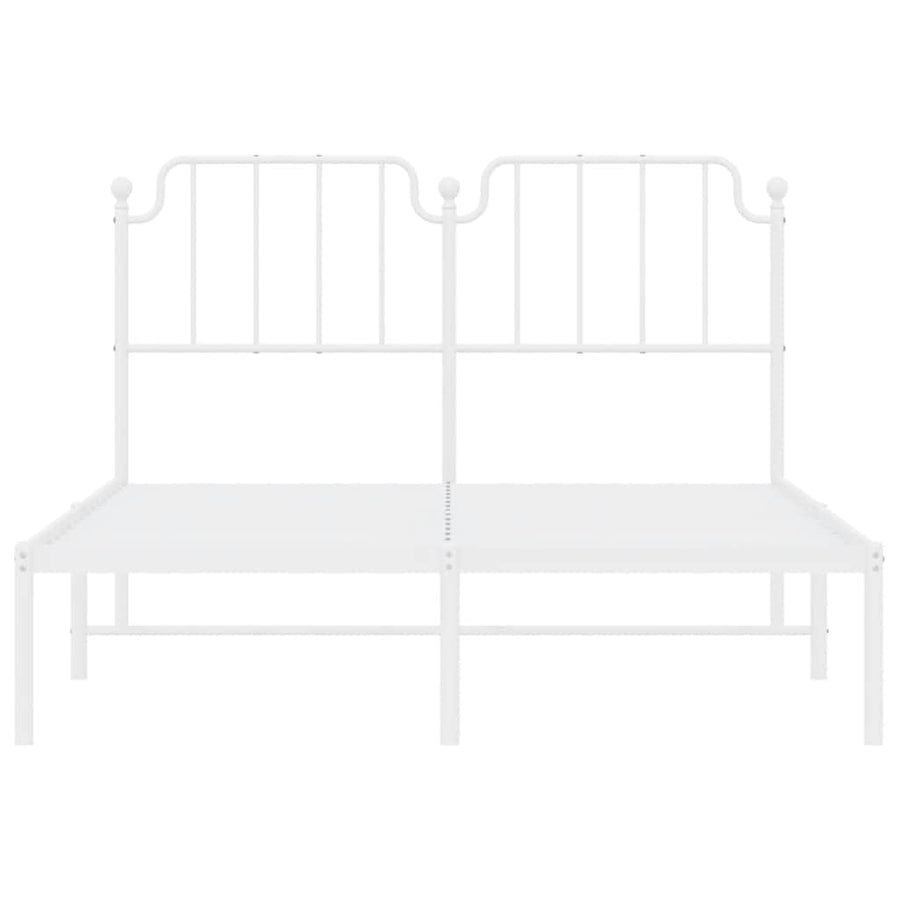 Metal Bed Frame without Mattress with Headboard White 135x190 cm