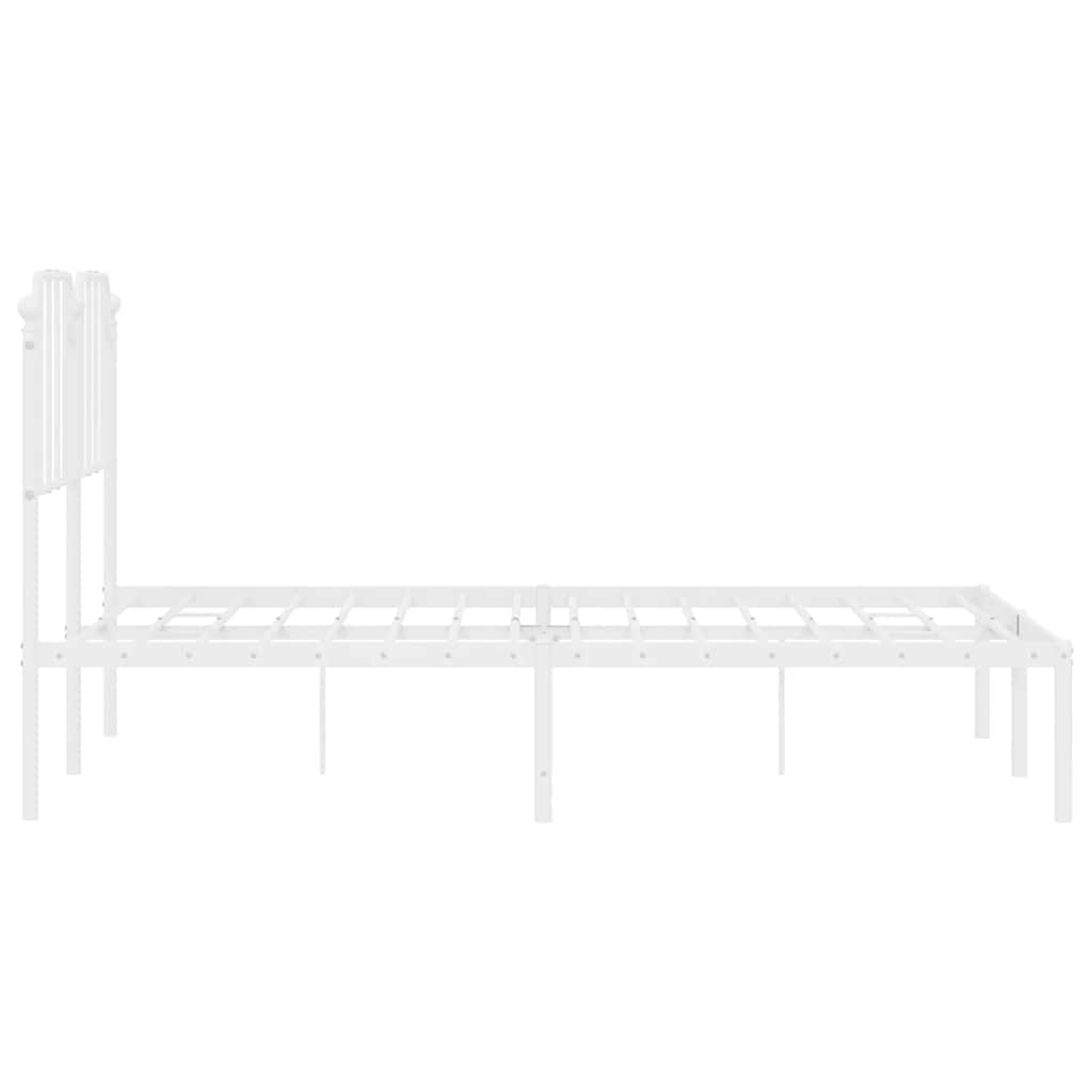 Metal Bed Frame without Mattress with Headboard White 135x190 cm