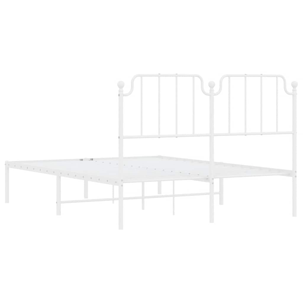 Metal Bed Frame without Mattress with Headboard White 135x190 cm