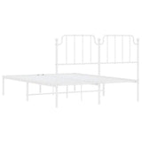 Metal Bed Frame without Mattress with Headboard White 135x190 cm