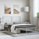 Metal Bed Frame without Mattress with Headboard White 135x190 cm