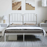Metal Bed Frame without Mattress with Headboard White 150x200 cm - Side View