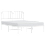 Metal Bed Frame without Mattress with Headboard White 150x200 cm - Top-Down View