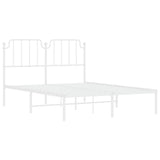 Metal Bed Frame without Mattress with Headboard White 150x200 cm