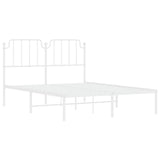Metal Bed Frame without Mattress with Headboard White 150x200 cm - 45-Degree Angle