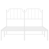 Metal Bed Frame without Mattress with Headboard White 150x200 cm