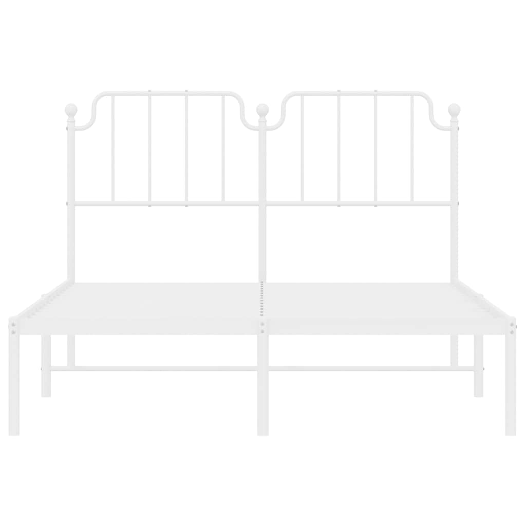 Metal Bed Frame without Mattress with Headboard White 150x200 cm