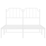 Metal Bed Frame without Mattress with Headboard White 150x200 cm - Rear View