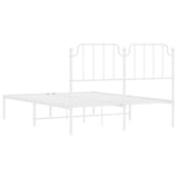 Metal Bed Frame without Mattress with Headboard White 150x200 cm - Low Angle