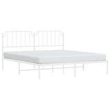 Metal Bed Frame without Mattress with Headboard White 183x203 cm King - Side View