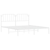 Metal Bed Frame without Mattress with Headboard White 183x203 cm King - Top-Down View