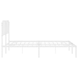Metal Bed Frame without Mattress with Headboard White 183x203 cm King