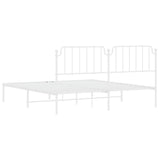 Metal Bed Frame without Mattress with Headboard White 183x203 cm King