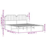 Metal Bed Frame without Mattress with Headboard White 183x203 cm King