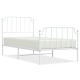 Metal Bed Frame without Mattress with Footboard?hite 90x190 cm