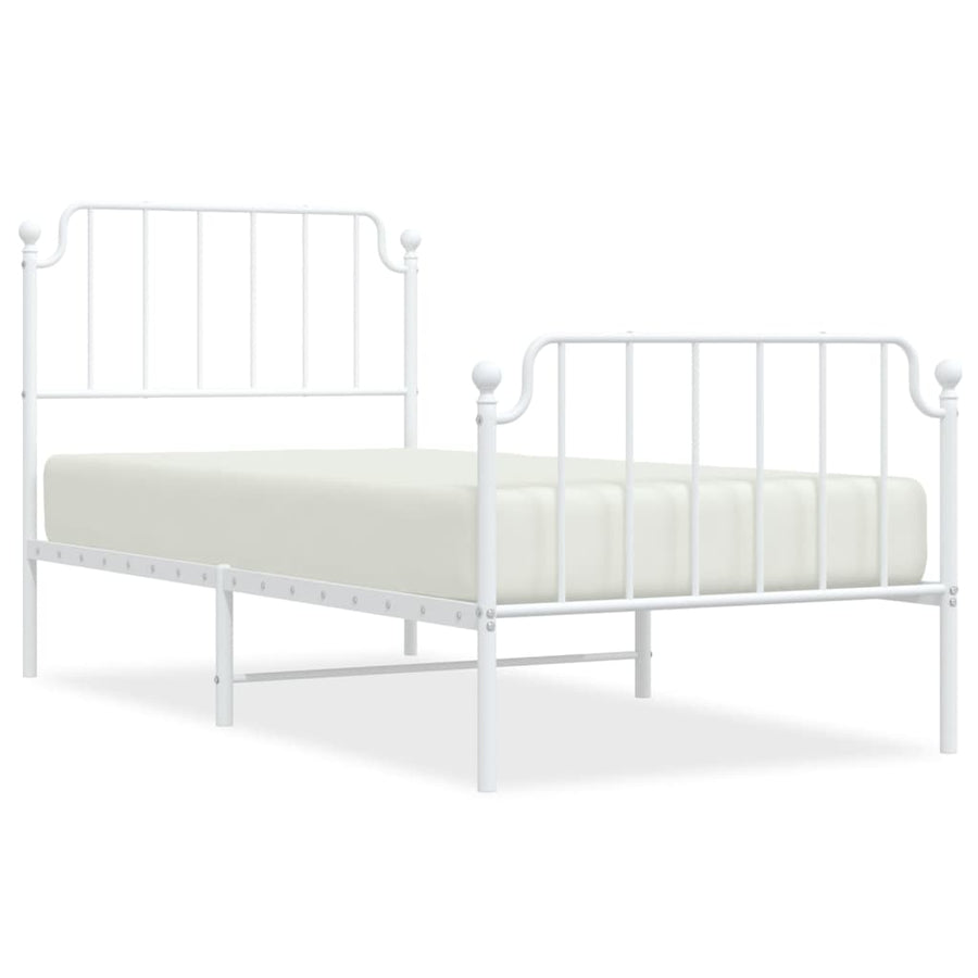 Metal Bed Frame without Mattress with Footboard White 90x190 cm
