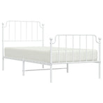 Metal Bed Frame without Mattress with Footboard White 90x190 cm