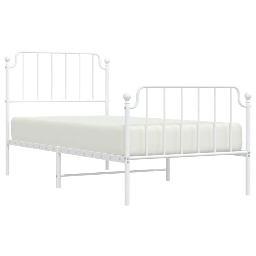 Metal Bed Frame without Mattress with Footboard White 90x190 cm