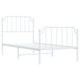 Metal Bed Frame without Mattress with Footboard?hite 90x190 cm - Top-Down View