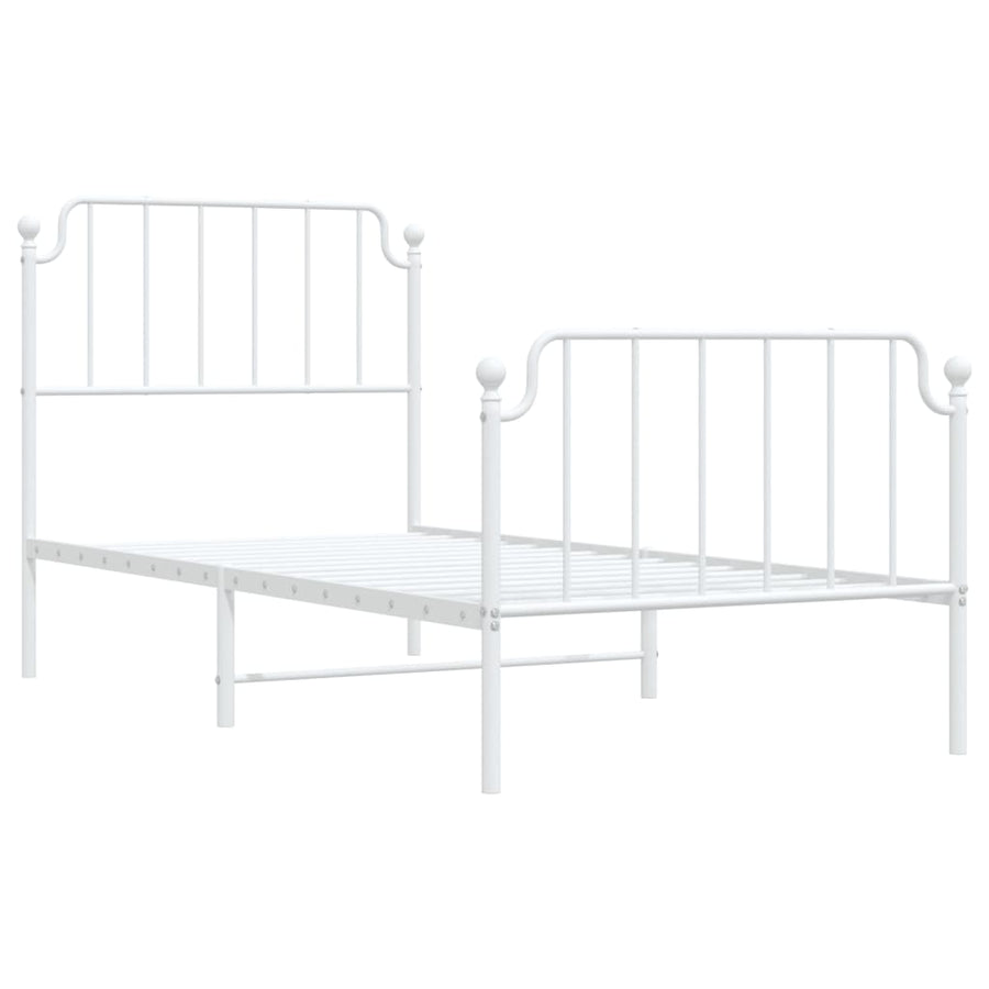 Metal Bed Frame without Mattress with Footboard White 90x190 cm