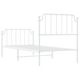 Metal Bed Frame without Mattress with Footboard?hite 90x190 cm