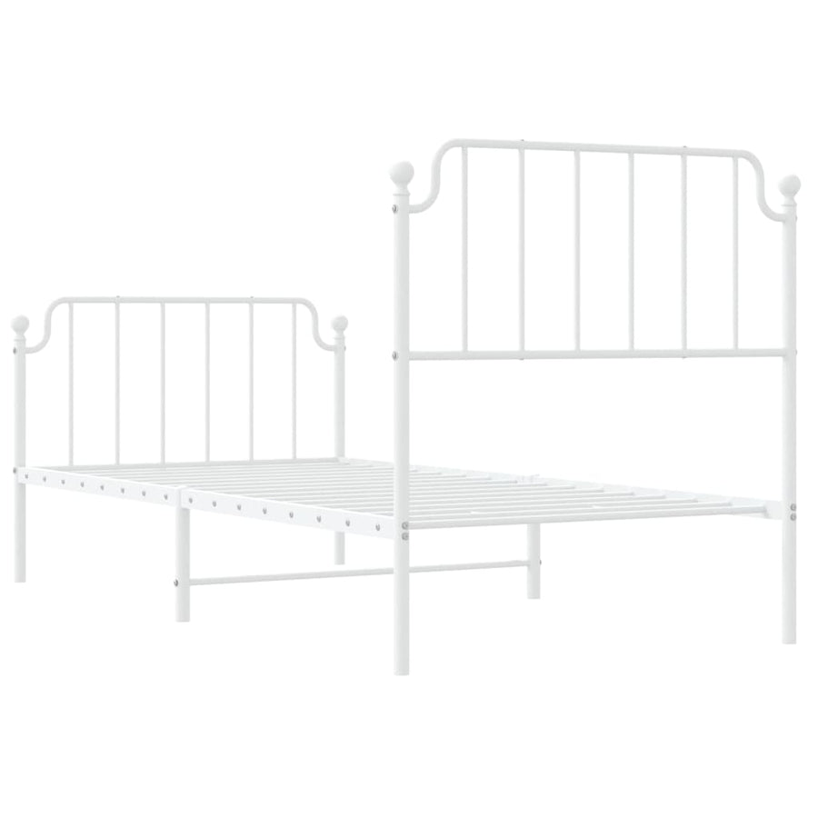 Metal Bed Frame without Mattress with Footboard White 90x190 cm