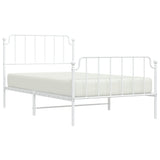 Metal Bed Frame without Mattress with Footboard White 107x203 cm King Single - Side View