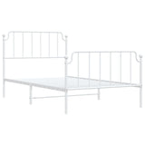 Metal Bed Frame without Mattress with Footboard White 107x203 cm King Single - Top-Down View