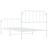 Metal Bed Frame without Mattress with Footboard White 107x203 cm King Single - Close-Up Angle