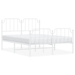 Metal Bed Frame without Mattress with Footboard White 135x190 cm