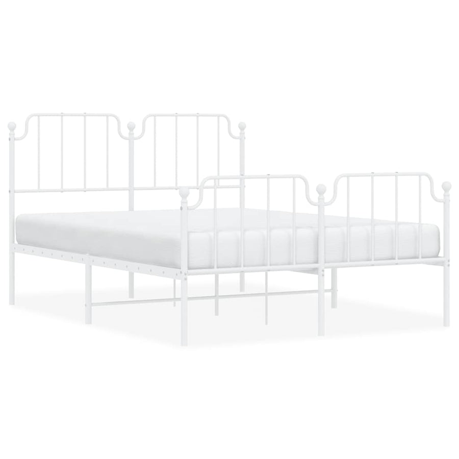 Metal Bed Frame without Mattress with Footboard White 135x190 cm
