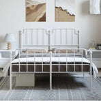Metal Bed Frame without Mattress with Footboard White 135x190 cm