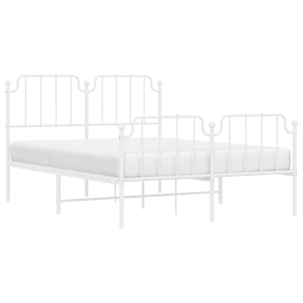 Metal Bed Frame without Mattress with Footboard?White 135x190 cm