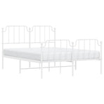 Metal Bed Frame without Mattress with Footboard White 135x190 cm