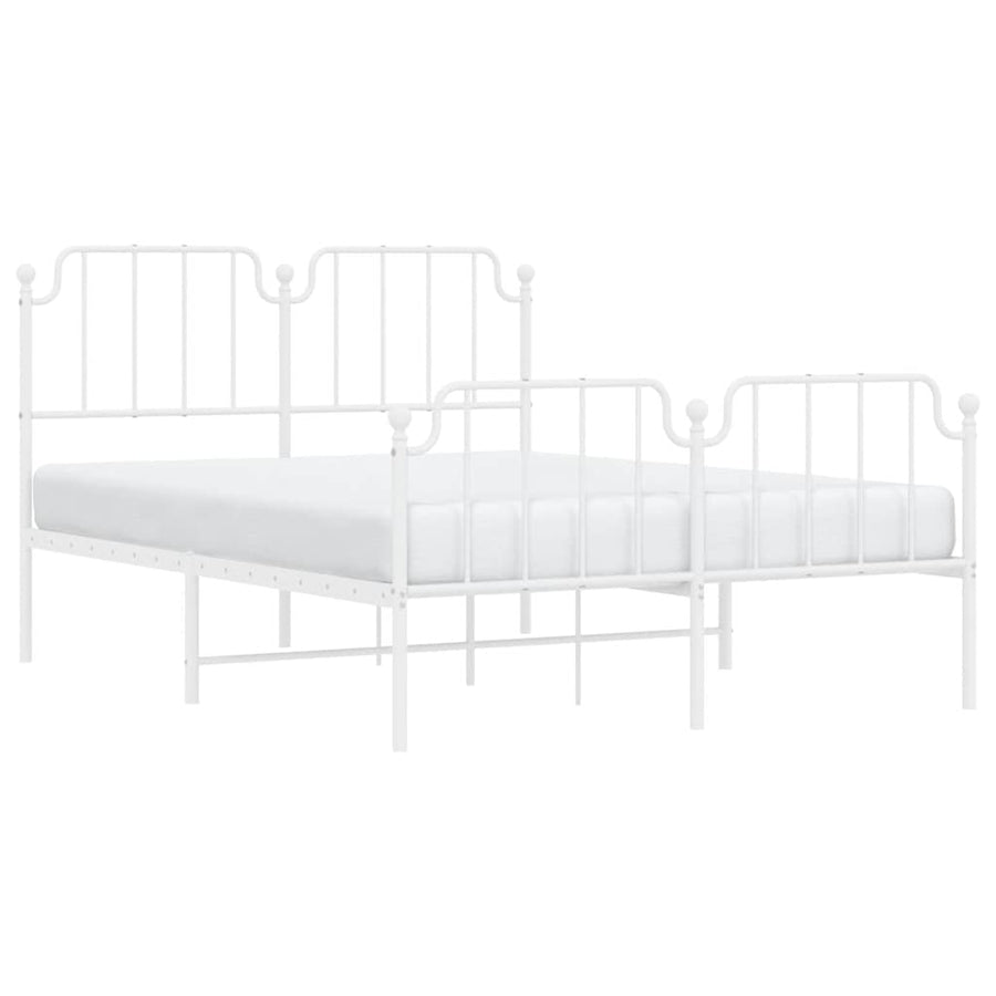 Metal Bed Frame without Mattress with Footboard White 135x190 cm